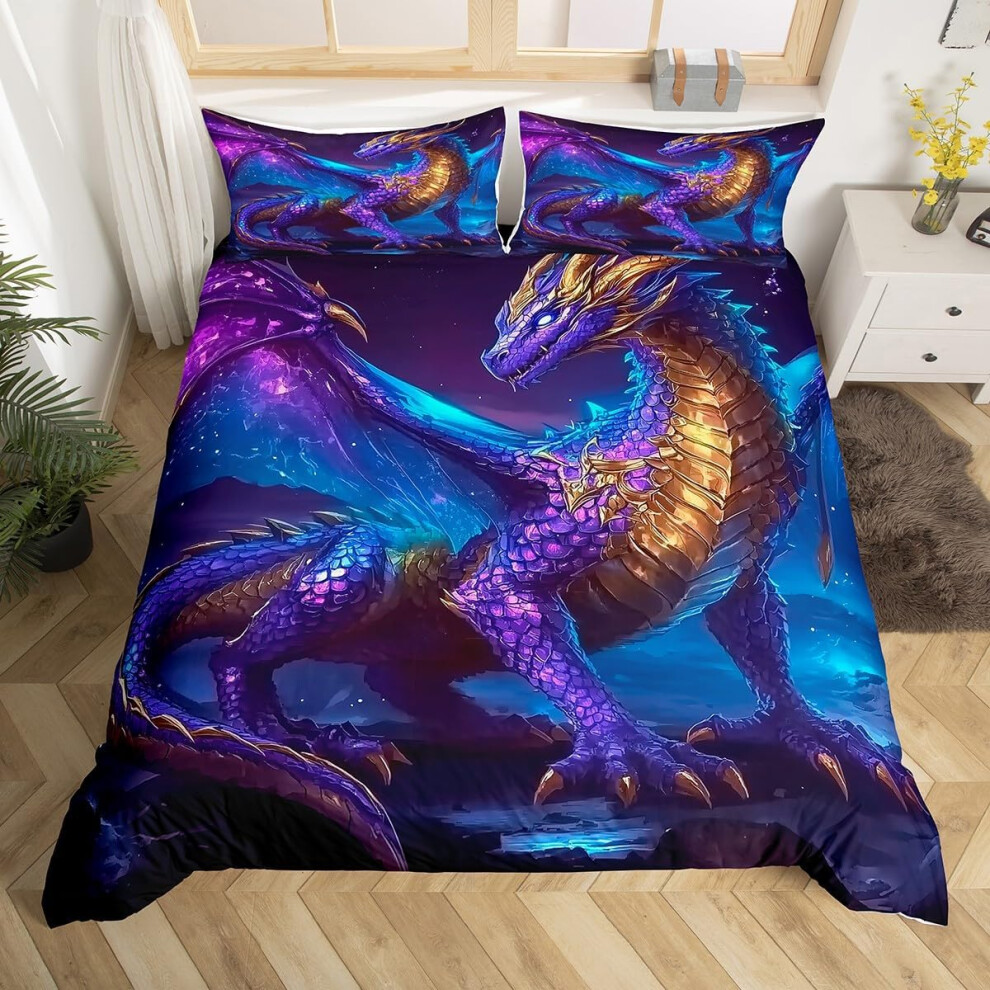 (Blue, King(No Comforter)) Homewish Samurai Duvet Cover Cherry Blossoms Bedding Set Double,Japanese Style Comforter Cover Red Sunset Ink Silhouette Be