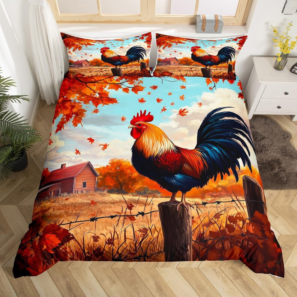 (Brown, Single(No Comforter)) Homewish Samurai Duvet Cover Cherry Blossoms Bedding Set Double,Japanese Style Comforter Cover Red Sunset Ink Silhouette