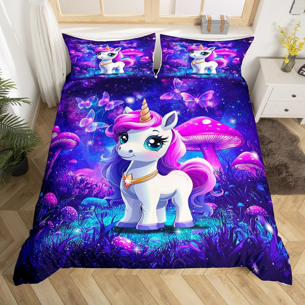 (Purple, Single(No Comforter)) Homewish Samurai Duvet Cover Cherry Blossoms Bedding Set Double,Japanese Style Comforter Cover Red Sunset Ink Silhouett