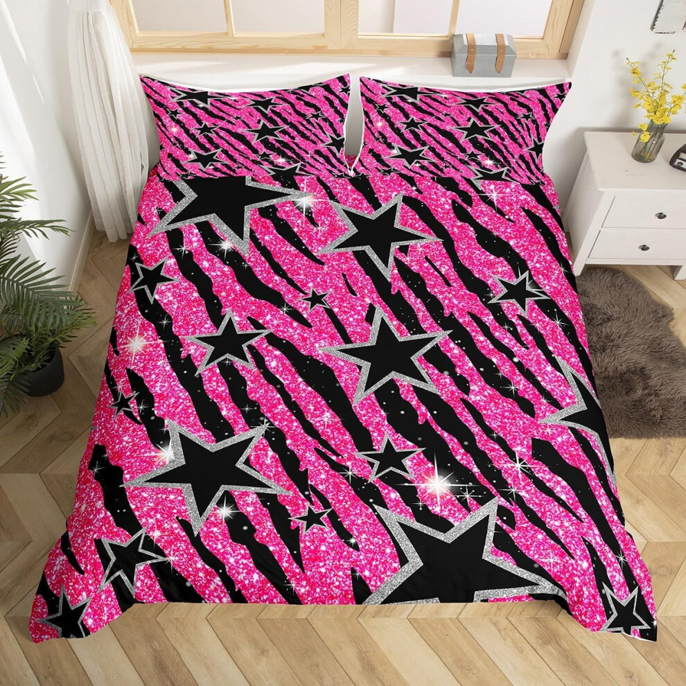 (Pink,black, Double(No Comforter)) Coffee Gnome Bedding Set Double,Cartoon Gnome for Coffee Lovers Duvet Cover,Brown And White Gnome Comforter Cover f