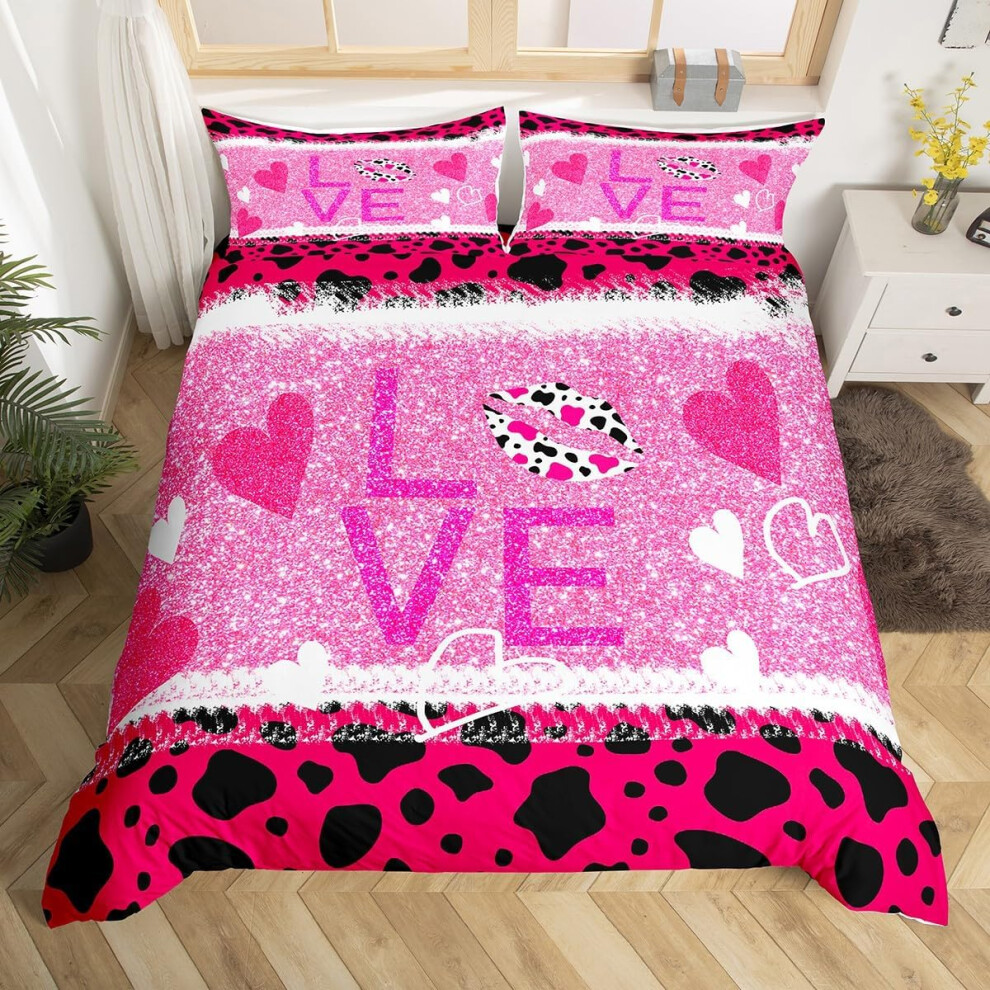 (Red Pink Black, Double(No Comforter)) Coffee Gnome Bedding Set Double,Cartoon Gnome for Coffee Lovers Duvet Cover,Brown And White Gnome Comforter Cov