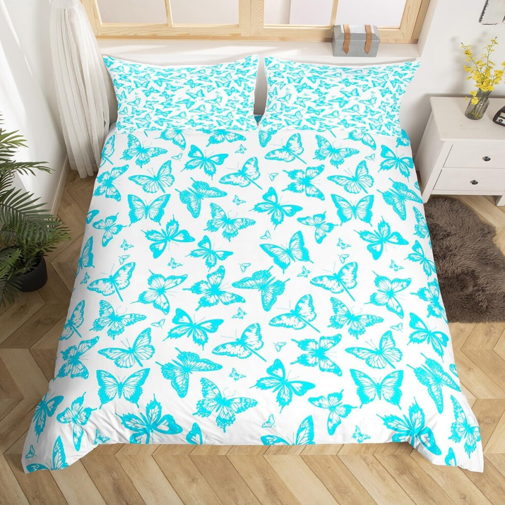 (Teal White, Double(No Comforter)) Coffee Gnome Bedding Set Double,Cartoon Gnome for Coffee Lovers Duvet Cover,Brown And White Gnome Comforter Cover f