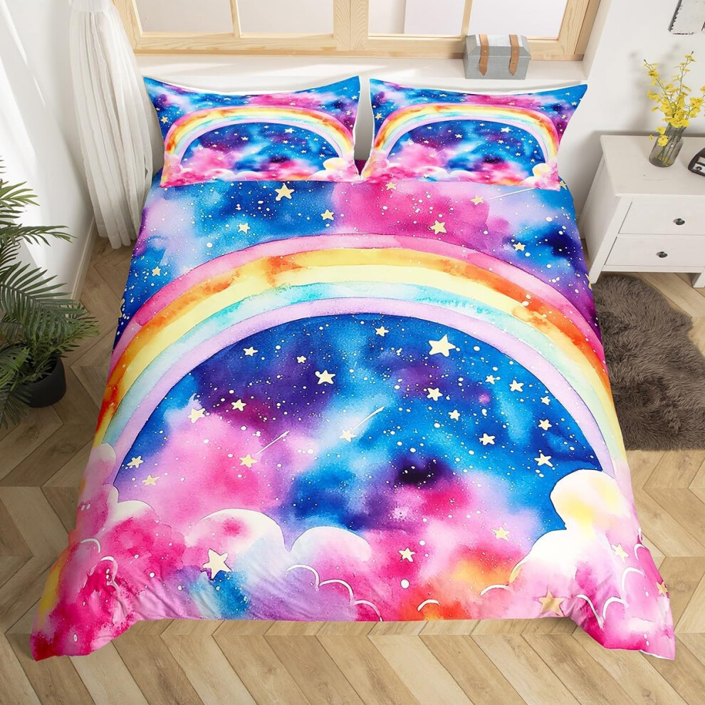 (Purple Pink Blue, King(No Comforter)) Coffee Gnome Bedding Set Double,Cartoon Gnome for Coffee Lovers Duvet Cover,Brown And White Gnome Comforter Cov