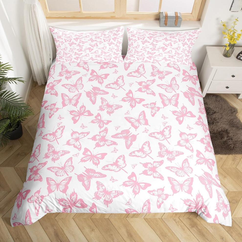 (Pink,white, King(No Comforter)) Coffee Gnome Bedding Set Double,Cartoon Gnome for Coffee Lovers Duvet Cover,Brown And White Gnome Comforter Cover for