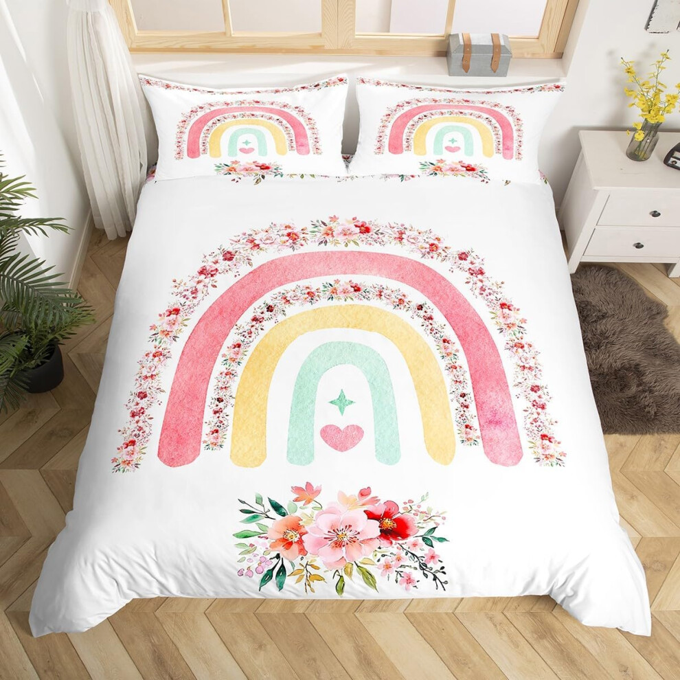 (Pink White, Super King(No Comforter)) Coffee Gnome Bedding Set Double,Cartoon Gnome for Coffee Lovers Duvet Cover,Brown And White Gnome Comforter Cov
