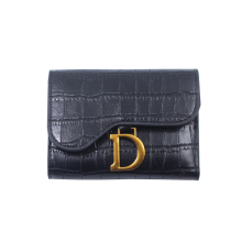 (black) Women Short Wallet Small Fashion Luxury Brand Leat