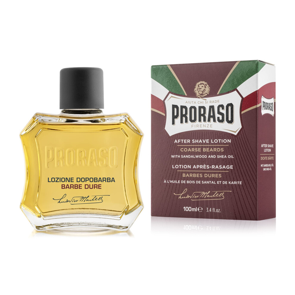 Proraso After Shave Lotion  Moisturizing and Nourishing for Coarse Beards with Sandalwood Oil and Shea Butter  3.4 Fl Oz