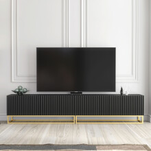 Ripple Duo 200cm TV Unit - Black Modern Fluted Design