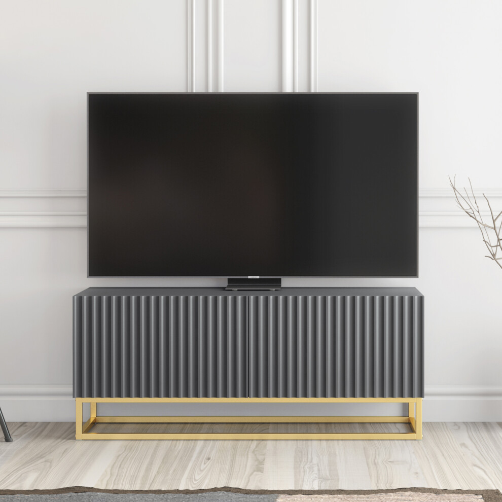 Ripple 100cm TV Unit - Dark Grey Modern Fluted Design
