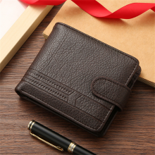 (Brown) New Men Short Bifold PU Leather Male Hasp Wallet C