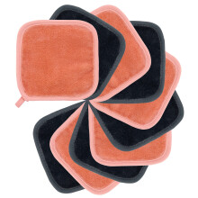 Polyte Premium Hypoallergen Microfiber Fleece Makeup Remover og ansigtsrenseklud 6 x 6 i 10 Pack (M?rkegr? Pink)