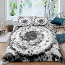 ((No Comforter)) Boho Tie Dye Bedding Set Double Size Black White Tie Dyed Swirl Duvet Cover Bohemian Gypsy Spirals Comforter Cover For Kids Teens Men Women Pastoral R