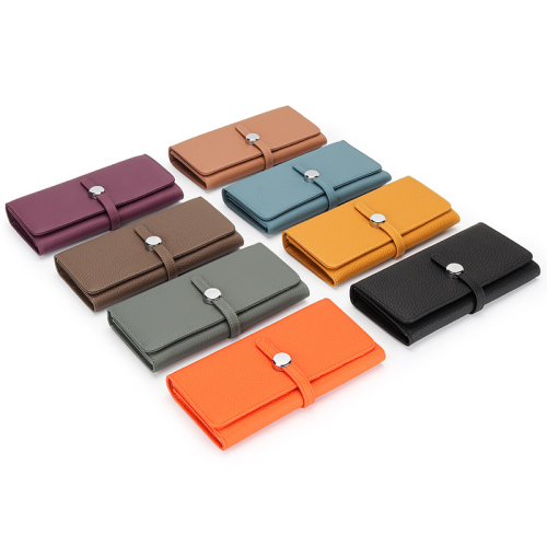 (Orange) Genuine Leather Long Women Large Capacity Wallets 1