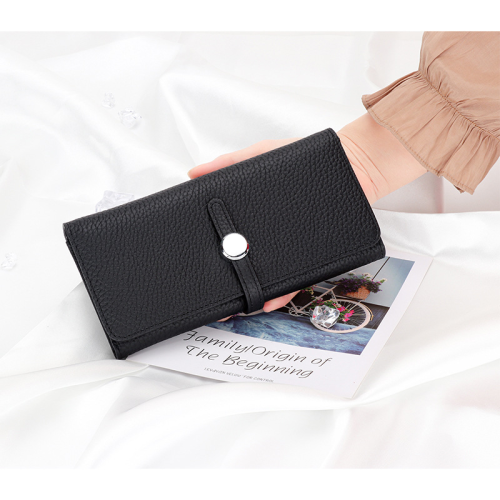 (Orange) Genuine Leather Long Women Large Capacity Wallets 2