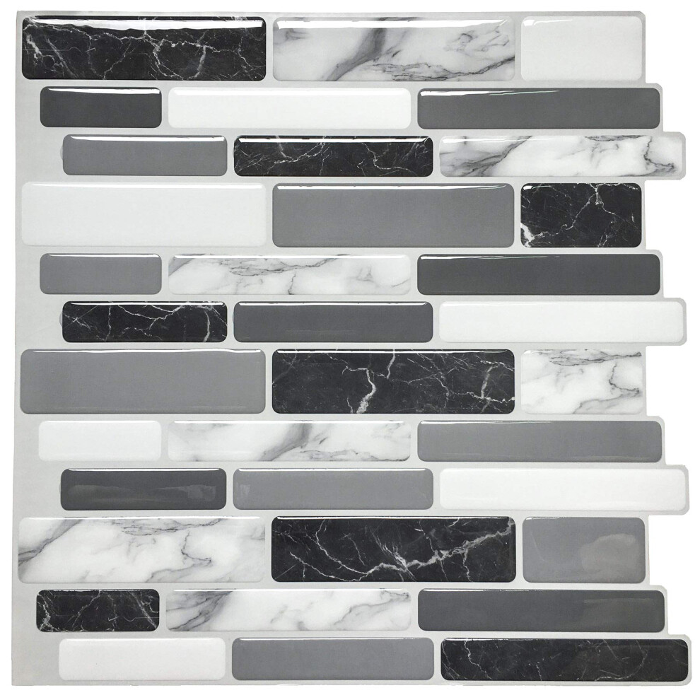 Art3d 12""""X12"""" Peel And Stick Backsplash Tile For Kitchen Marble Grey (6-Sheet) 712809594542
