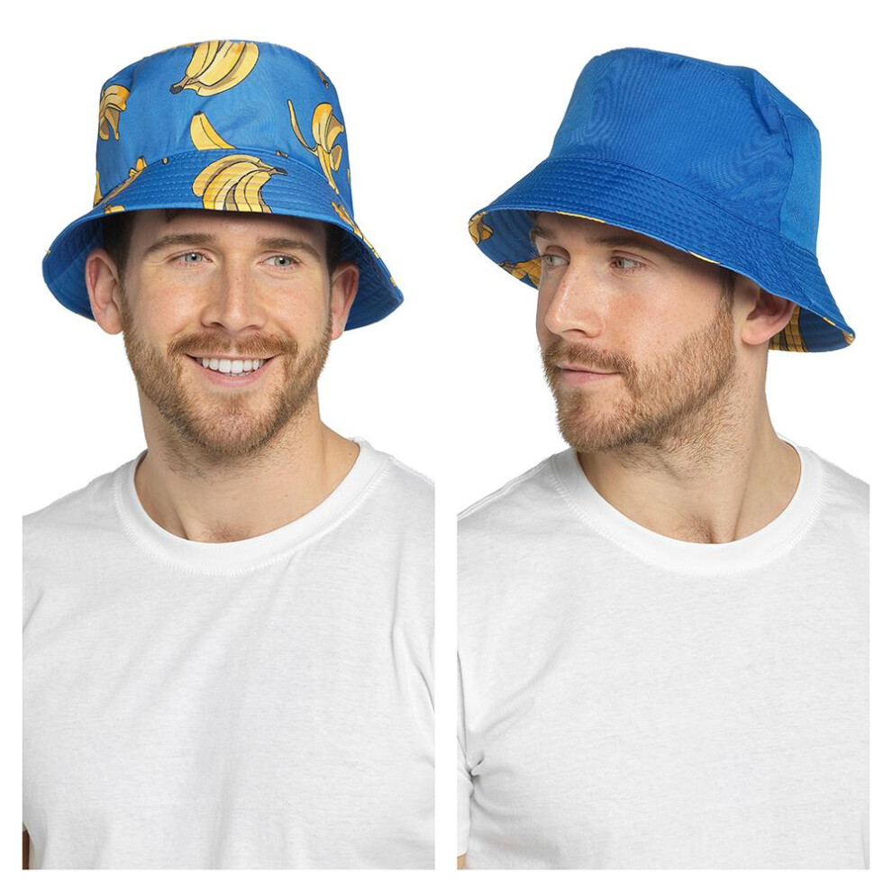 A2z (L/Xl, Banana) Mens Reversible Bucket Hat Uv Protection Outdoor