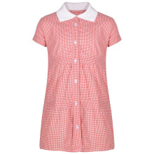 (11-12 Years, Red) Kids Girls School Dress with Scrunchies 3-14Y