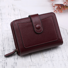 (Burgandy) Soft Leather Womeninchs Wallet with Coin Purse Cre