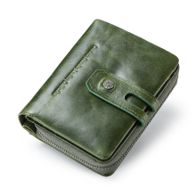 (Green) CONTACTinchS Genuine Leather Women Wallet Short Bi