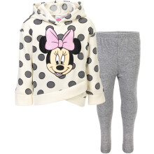 Disney Minnie Mouse Κοριτσίστικη Μπλούζα με Κουκούλα & Κολάν Σετ Off-White/Γκρι 3T