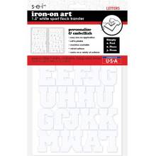 S.E.I 61 stykker Iron-On-bogstaver: 1,5 tommer Sport Hvid Iron-On-bogstaver til t?j Flockbogstaver til tr?jer Uniformer & T-shirt (Sport Flock Wh