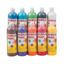 Set minunat de vopsea acrilica (10 culori vii - Fiecare sticla este de 16 oz) Set de vopsea de siguran?a pentru copii