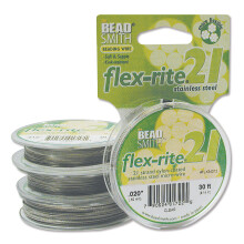 Beadsmith Flex-Rite 21 Strand Nylon, acoperite cu o?el inoxidabil, cu o?el inoxidabil, bijuterii care fac aprovizionare (0,02 Dia Clear-30 ft)