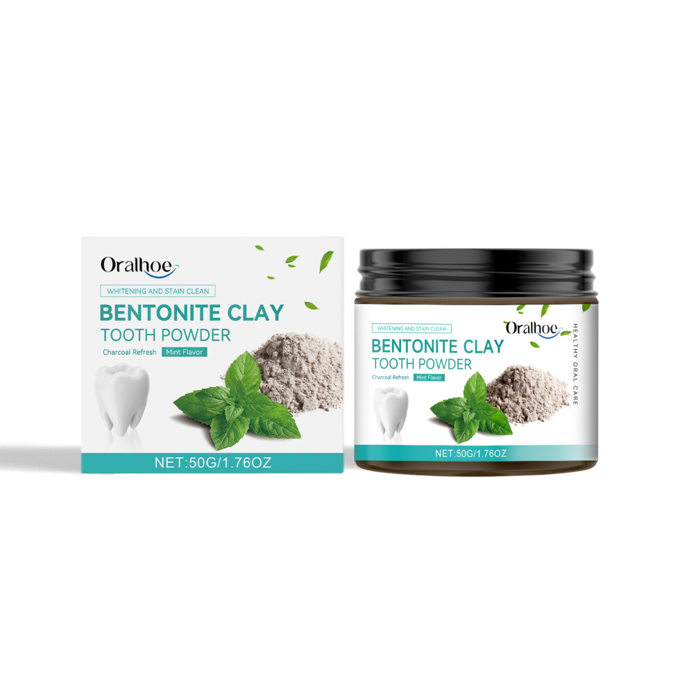 Oralhoe Poudre Dentaire ?? la Bentonite et Cendres Volcaniques pour le Blanchiment des Dents 50g, Saveur Menthe