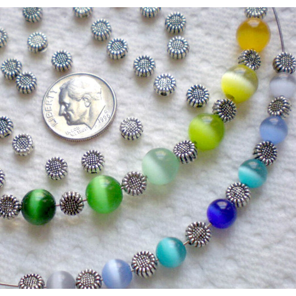 Stacja Koralikw 30Pcs Tybetanska Srebrna Moneta Slonecznika Ksztalt Monety Metalowe Koraliki 6 Mm ~ Bizuteria Wyniki ~-image