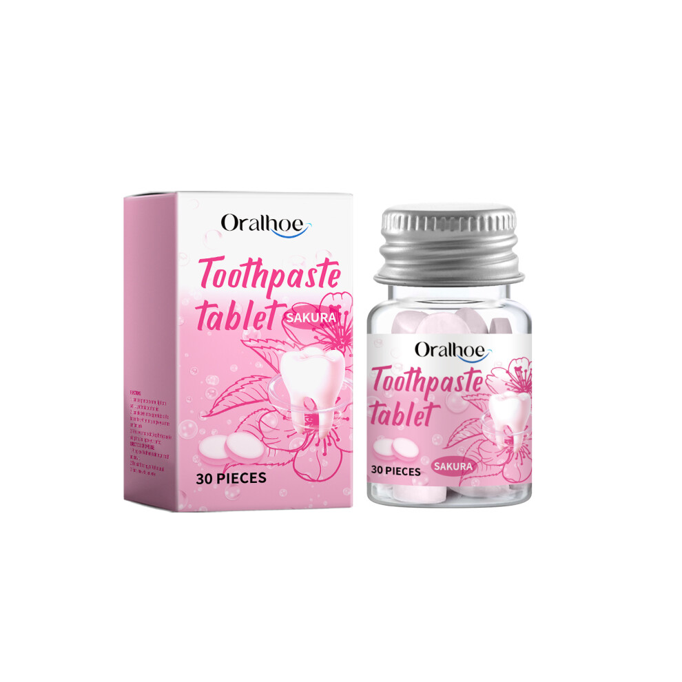 Oralhoe Comprim??S De Dentifrice Solide Pour Un Nettoyage En Profondeur Et Soin Oral, 30 Pi??Ces, Sakura-image
