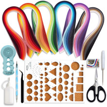 S   pravy na quilling z papiera JUYA s 30 farbami, 600 pr      kami a 8 n   strojmi (      rka papiera: 3 mm, modr    n   stroje)