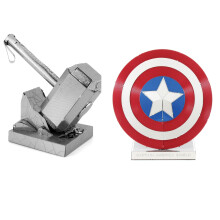 Metal Earth 3D Model Kits Marvel Avengers Set med 2 Ca Shield & Thor's Hammer (Mjolnir)