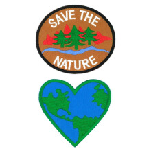 BeeSpring Salveaza Natura ?i Iube?te Pamntul 2 buc Petice brodat cu aplica?ie termica