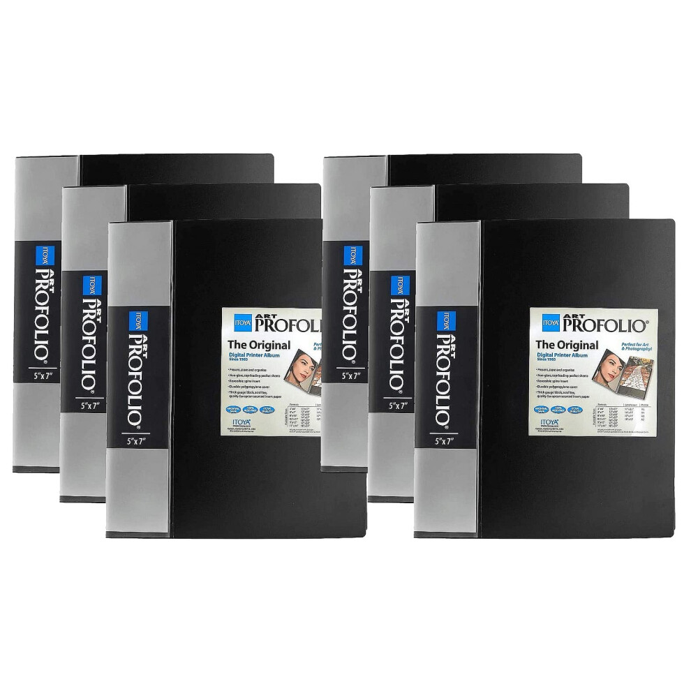 PACK of 6 Itoya Art Portfolio 5 x 7"" Photo Album Presentation Book 48