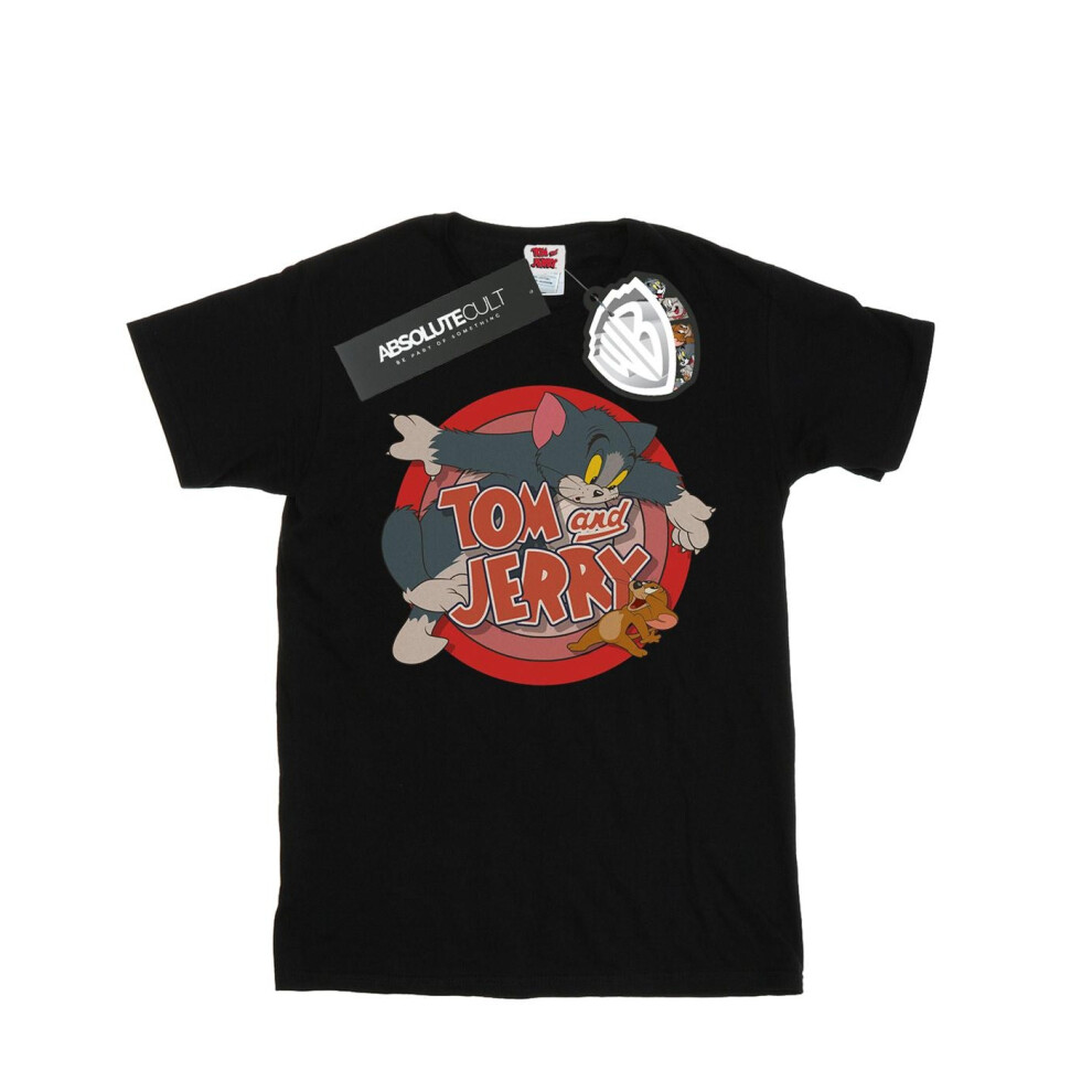 (5-6 Years, Black) Tom and Jerry Girls Catch Cotton T-Shirt