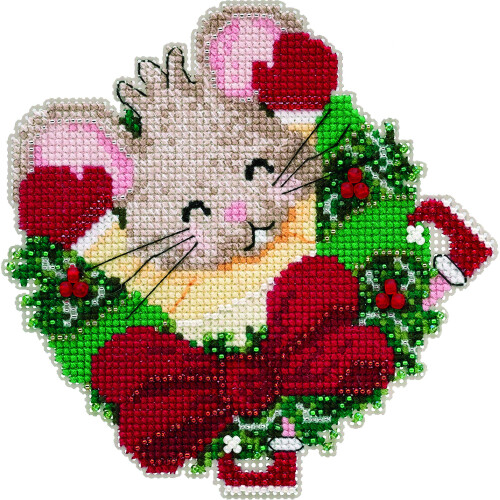 Patsy Pine Beaded Laskettu ristipisto-ornamenttisarja Mill Hill 2020 Mouse Trilogy MH192011