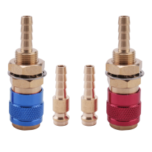 2 StüCk 6 Mm WassergeküHlter LuftgeküHlter Gas-Wasser-Adapter Schnellkupplung für MIG WIG-SchweißBrennerstecker, Blau + Rot