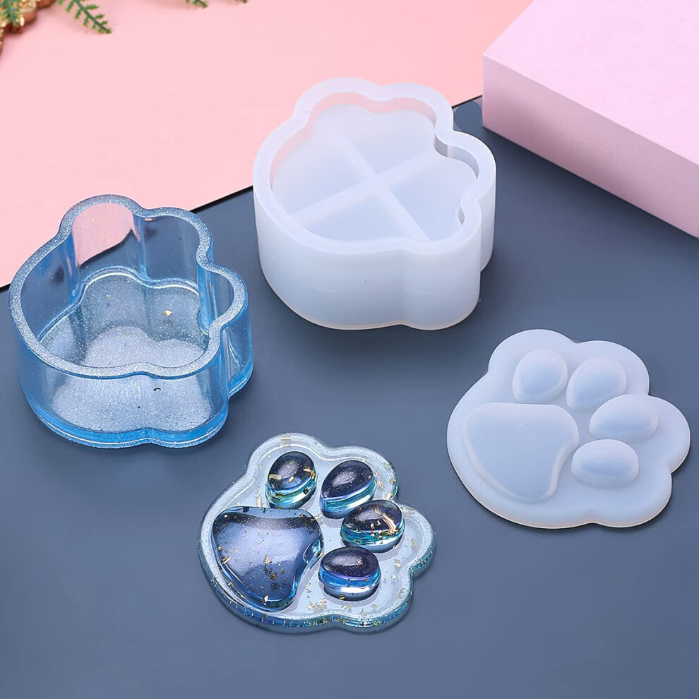 Hondenpootvormige doos epoxy mal DIY hars gieten schattige hondenpoot container siliconen mal voor opslag kleine spullen type E
