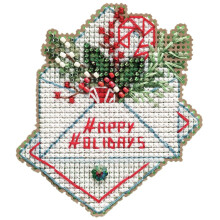Weihnachtswnsche Kreuzstich-Ornament-Set mit Perlen und Zhlmuster Mill Hill 2021 Winterurlaub MH182132 Mehrfarbig