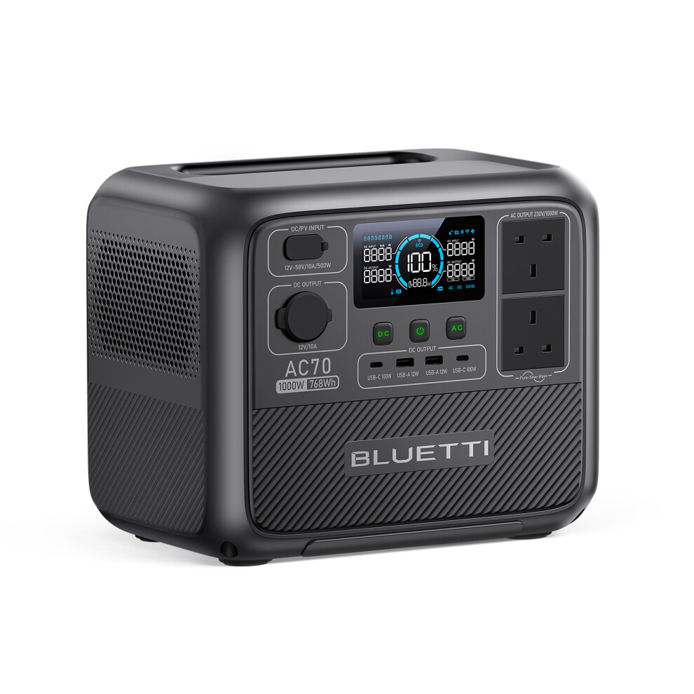 BLUETTI AC70 Portable Power Station 768Wh 1000W for Camping, hiking