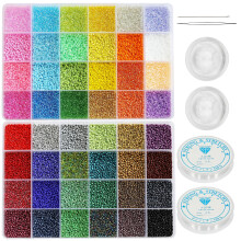 Nowsruiver Gre 2 mm Glas-Rocailles, 48 ??Farben, insgesamt ca. 38400 Stck, 12/0 kleine Rocailles-Set, Armbandperlen mit 24-Gitter-Aufbewahrungsbox