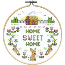 Kit punto croce contato ""Sweet Home"" di Design Works Crafts con telaio