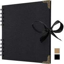 Bstorify quadratische Scrapbook-Fotoalben, 36 Seiten (17,8 x 17,8 cm), schwarz, dick, 250 g/m, Kraftpapier, Schrottbuch, Erinnerungsbuch, Bandversch