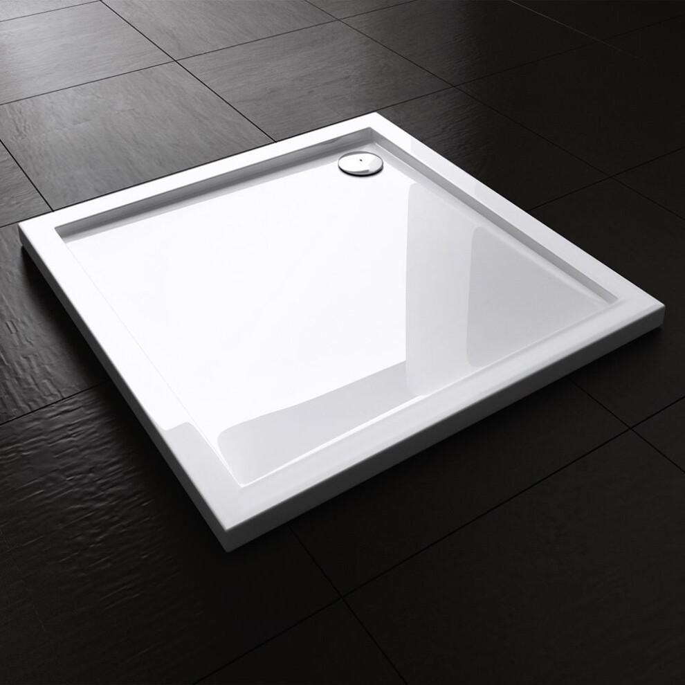 Durovin Bathrooms Shower Tray - Light Sturdy Acrylic - Glossy White Finish - Square - 700 X 700Mm 7434936421432