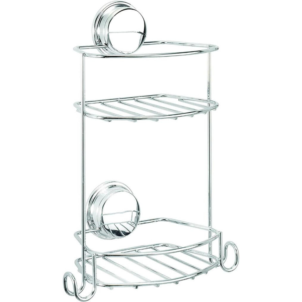 Croydex Two Tier Storage Shower Basket Rust Free Stick N Lock Plus Metal Chrome