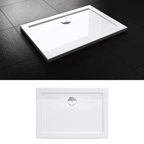 Durovin Bathrooms Shower Tray-Light Sturdy Acrylic-Glossy White Finish-Rectangular-1400 x 800mm 2