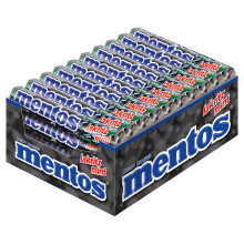 Mentos Kaubonbons Lakritz-Mint, Dragees mit Lakritz- & Minz-Geschmack f?r frischen Atem, Bonbon Vorrats-Packung, Verkaufsdisplay (40 Rollen ? 38g)