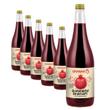 Granar 6 x 1 Liter Granatapfel Direktsaft aus Granatapfelkernen, Naturtr?b, Kaltgepresst, Ungefiltert 100% Granatapfelsaft