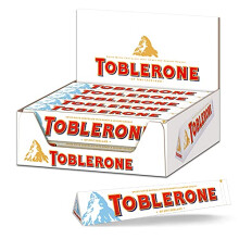 Toblerone wei?e Schokolade 20 x 100g, Feine wei?e schweizer Schokolade mit Honig- und Mandelnougat