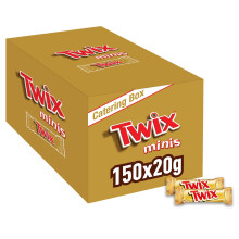 Twix Minis, Schokoriegel, Karamell & Keks, Milchschokolade, Gro?packung Schokolade, 150 x 20g, 3kg